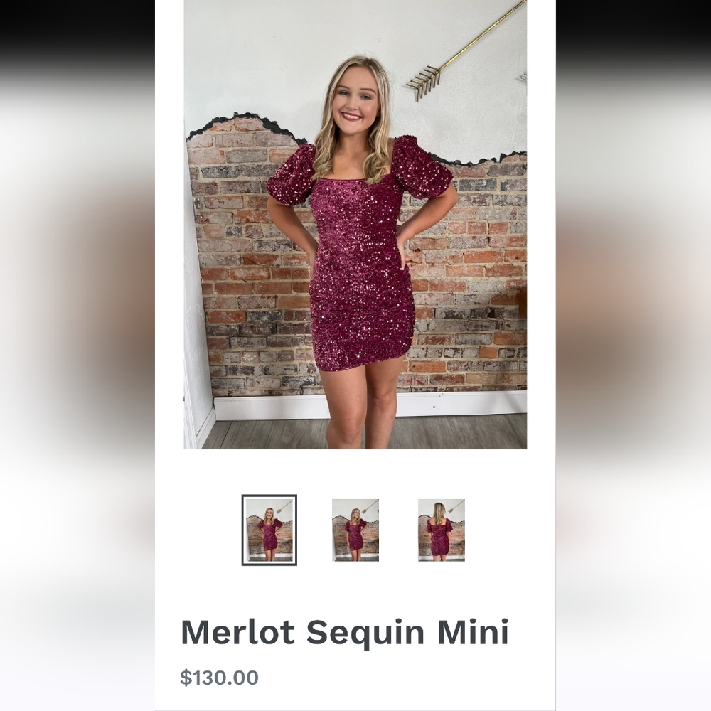 Lena Merlot Sequin Mini Dress Sise S